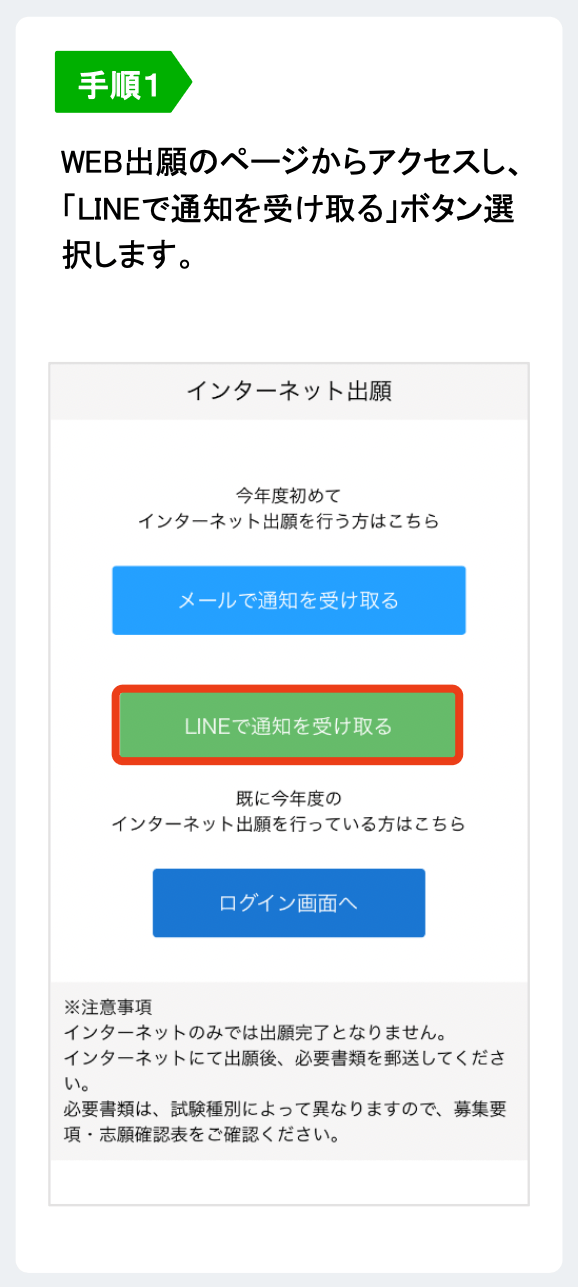 LINEで受け取る場合 1